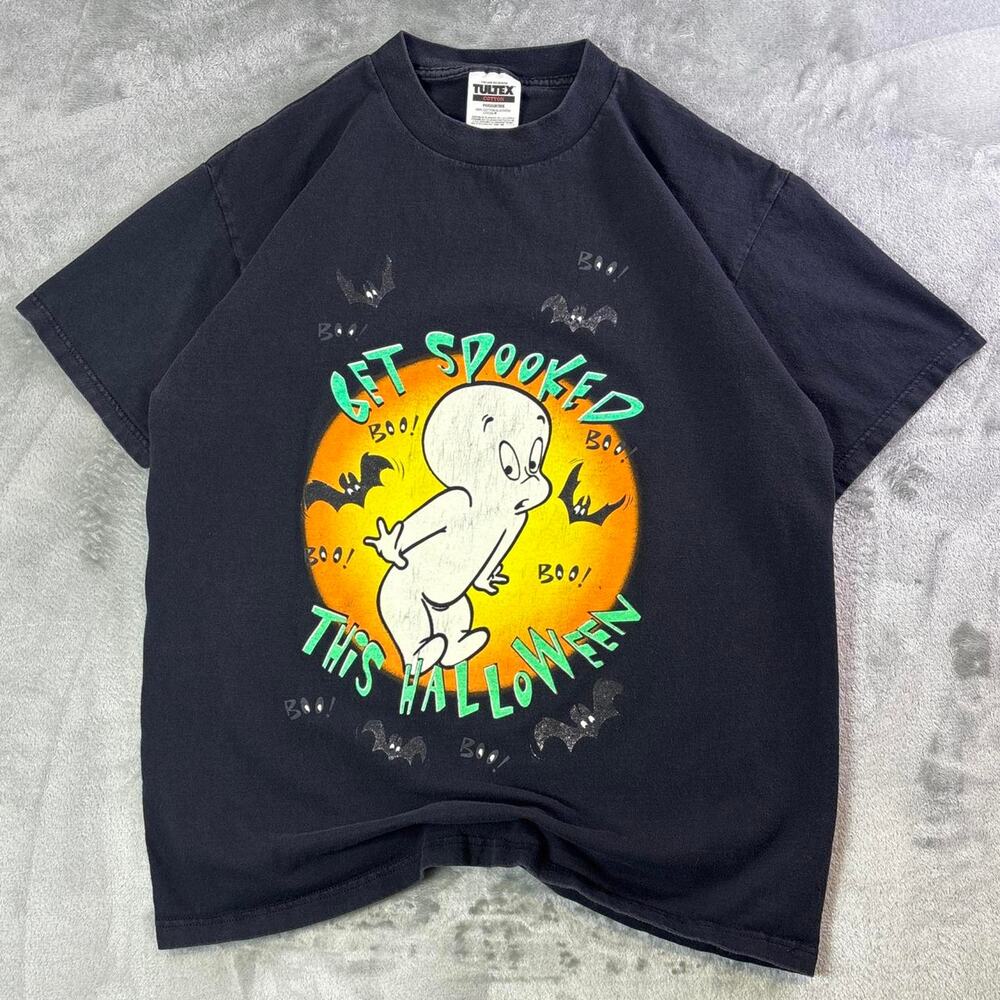 Vintage Casper Get Spooked Halloween T-Shirt Men’s Large Black Cartoon Tee